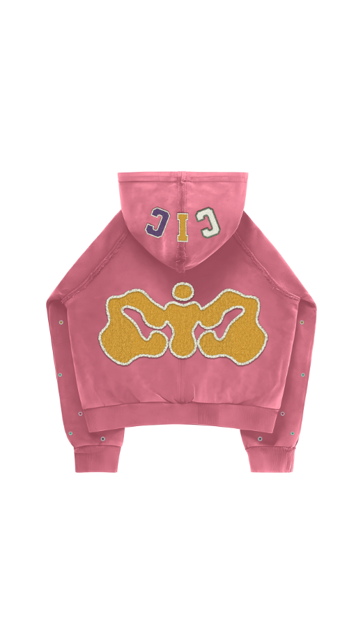 CIC Chenille Varsity Zip Up in Pink