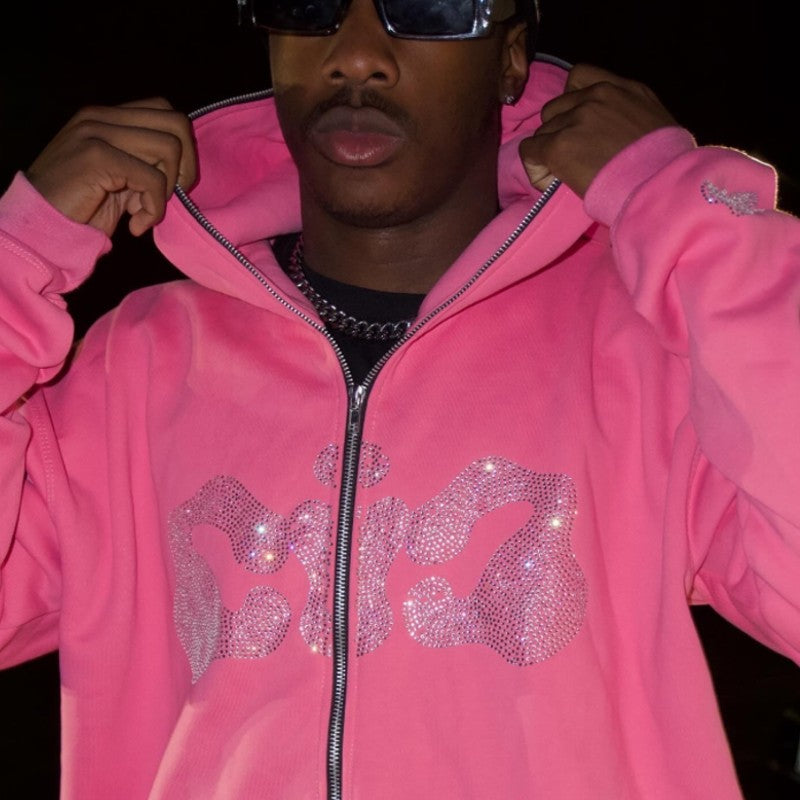 CIC - Full Zip Pink Rhinestone Hoodie