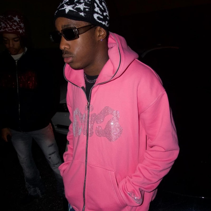 CIC - Full Zip Pink Rhinestone Hoodie