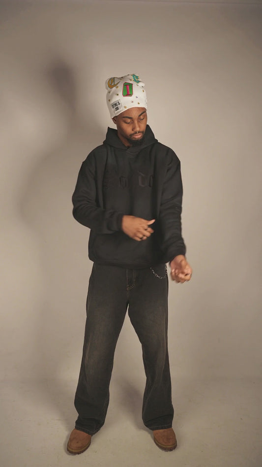 Sonder hoodie 360 fit check, acid washed black, oversized